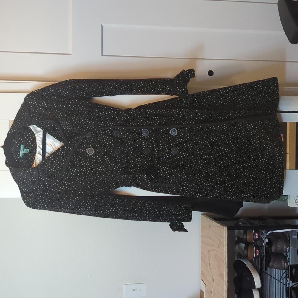 Black and white polka dot coat